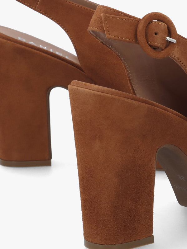 Solay Tan Suede Platform Heeled Sandals