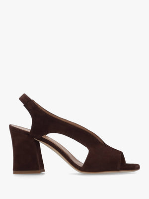Scoop Brown Suede Cut Away Shaped Heel Sandals