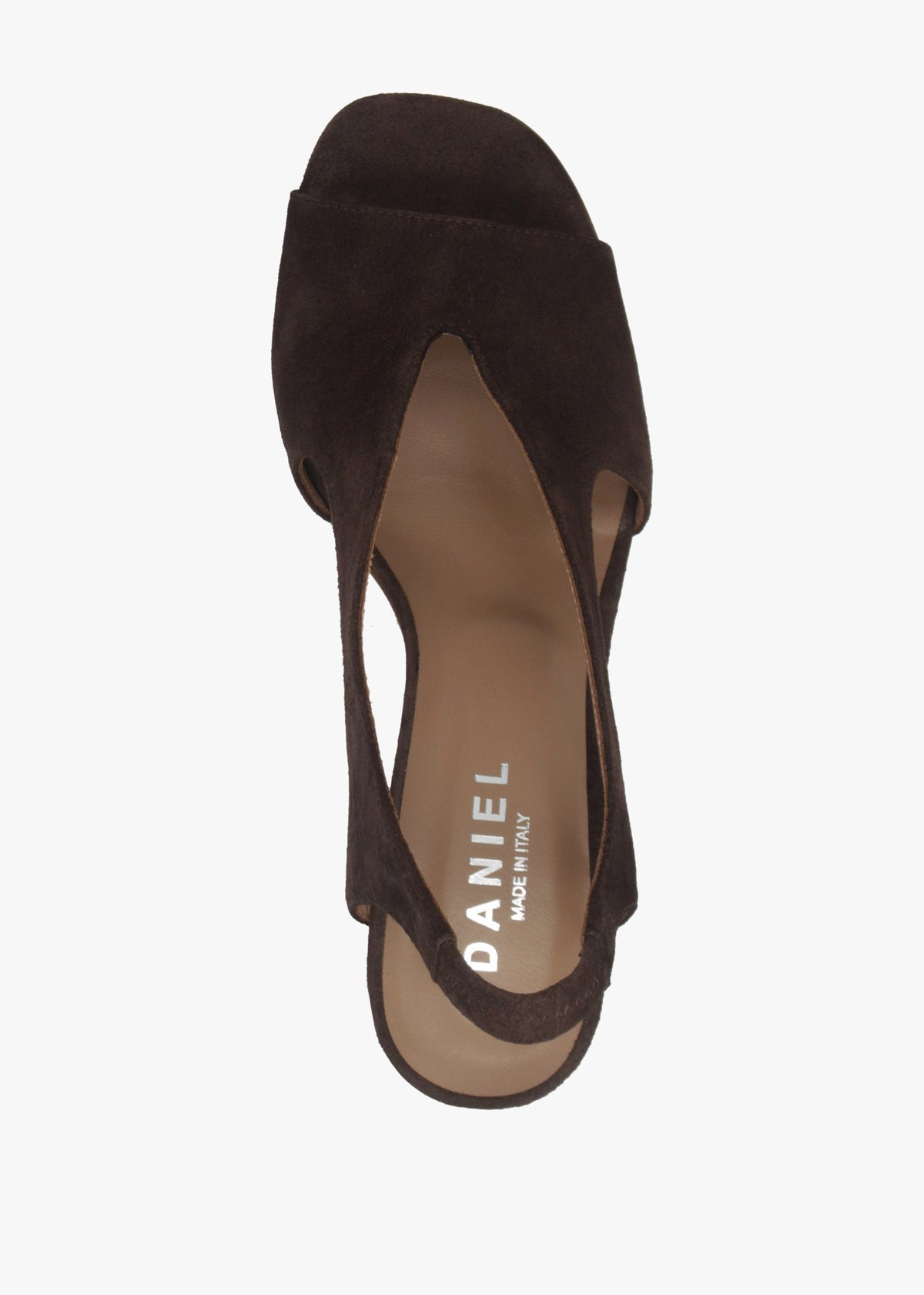 Scoop Brown Suede Cut Away Shaped Heel Sandals