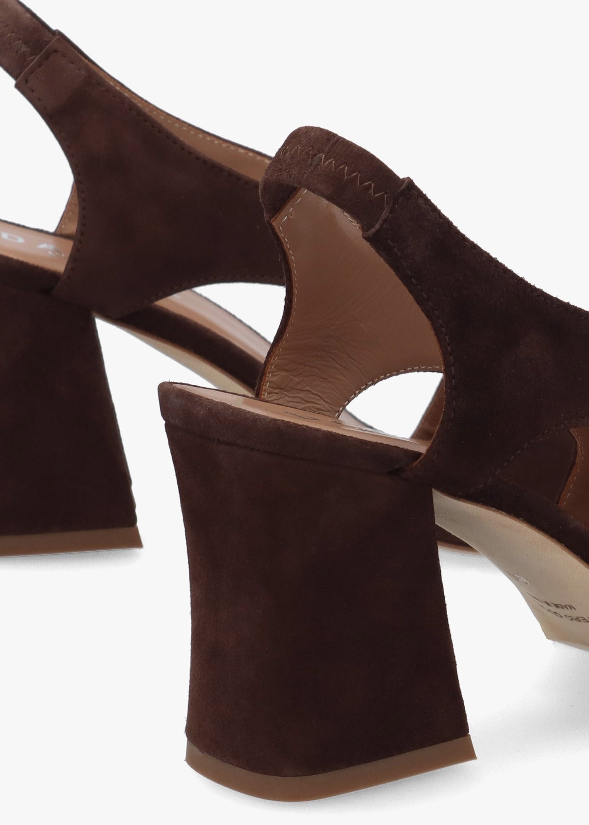 Scoop Brown Suede Cut Away Shaped Heel Sandals