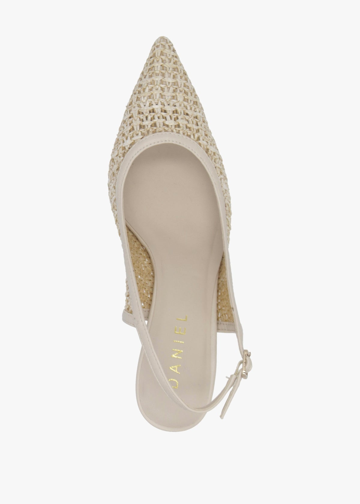 Rachel Beige Woven Sling Back Heeled Court Shoes