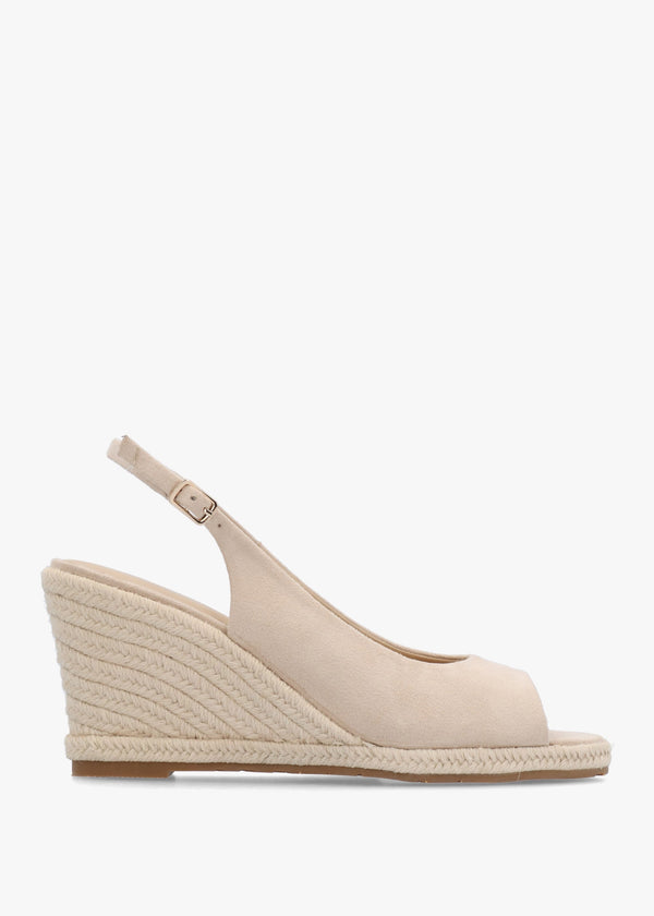 Ruby Beige Sling Back Espadrille Wedge Sandals
