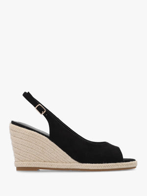 Ruby Black Sling Back Espadrille Wedge Sandals