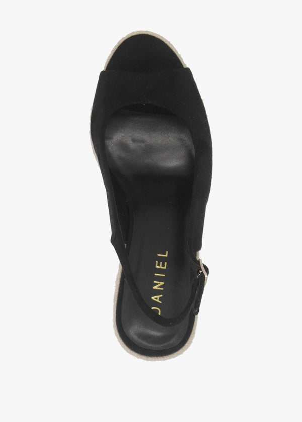 Ruby Black Sling Back Espadrille Wedge Sandals