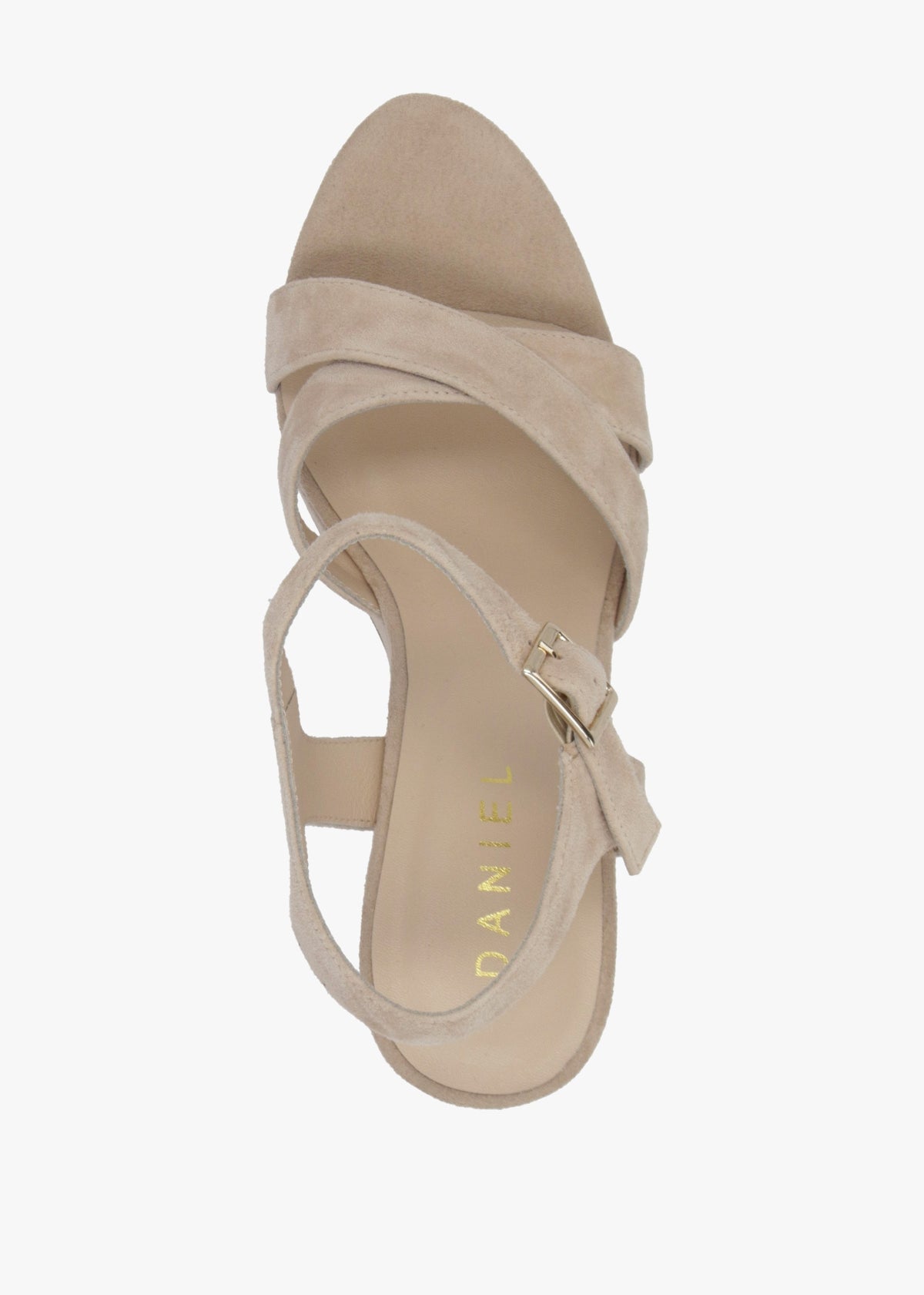 Ruth Beige Suede Cross Strap Wedge Sandals