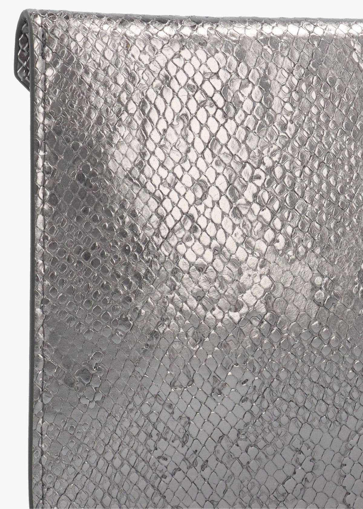 Python Effect Silver Leather Envelope Clutch