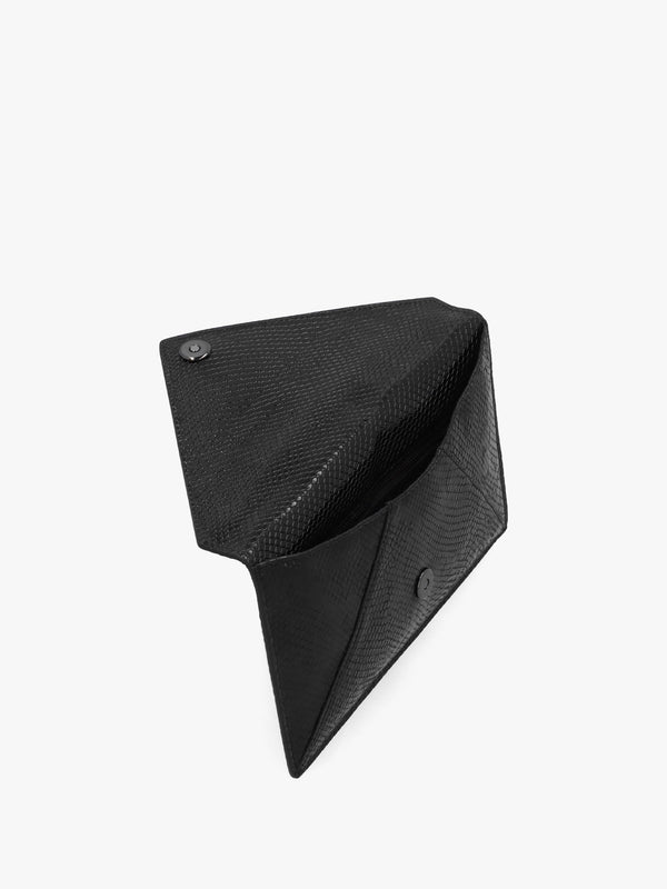 Python Effect Black Leather Envelope Clutch