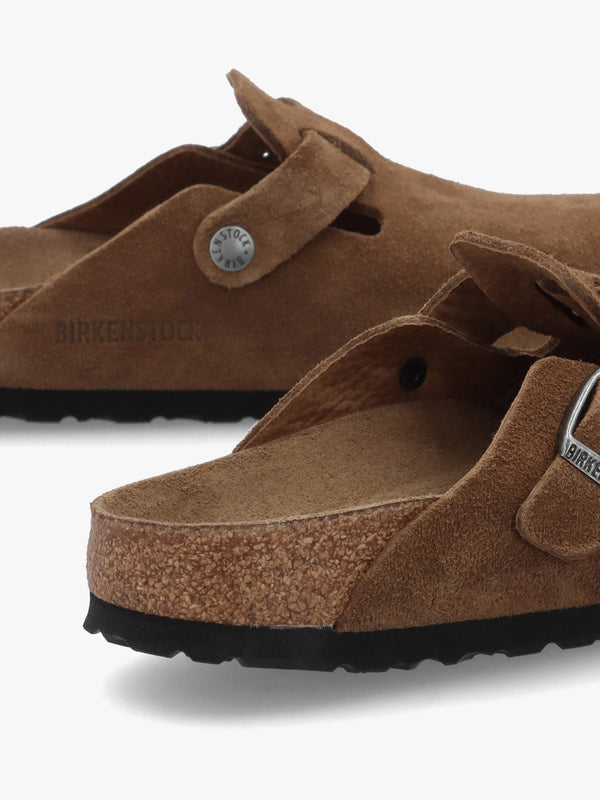 Boston Soft Footbed Dark Tea Tonal Suede Clogs