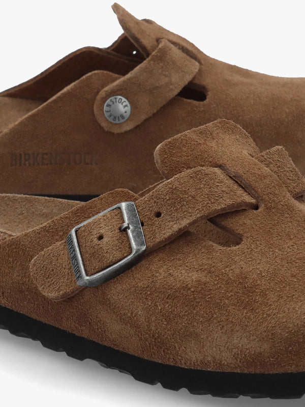 Boston Soft Footbed Dark Tea Tonal Suede Clogs