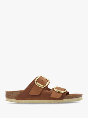 Arizona Big Buckle Tan Leather Two Bar Mules
