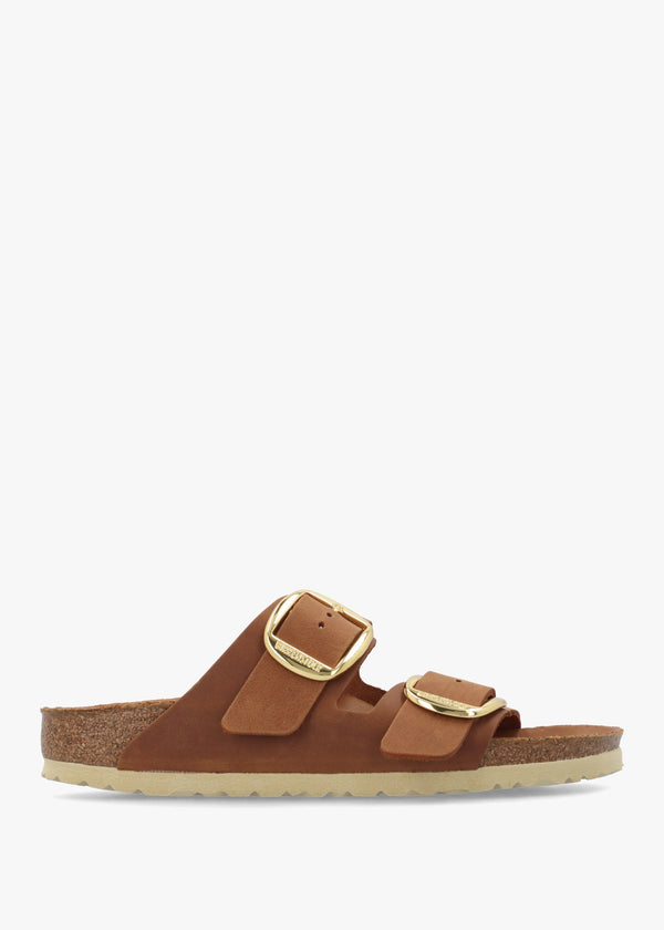 Arizona Big Buckle Tan Leather Two Bar Mules