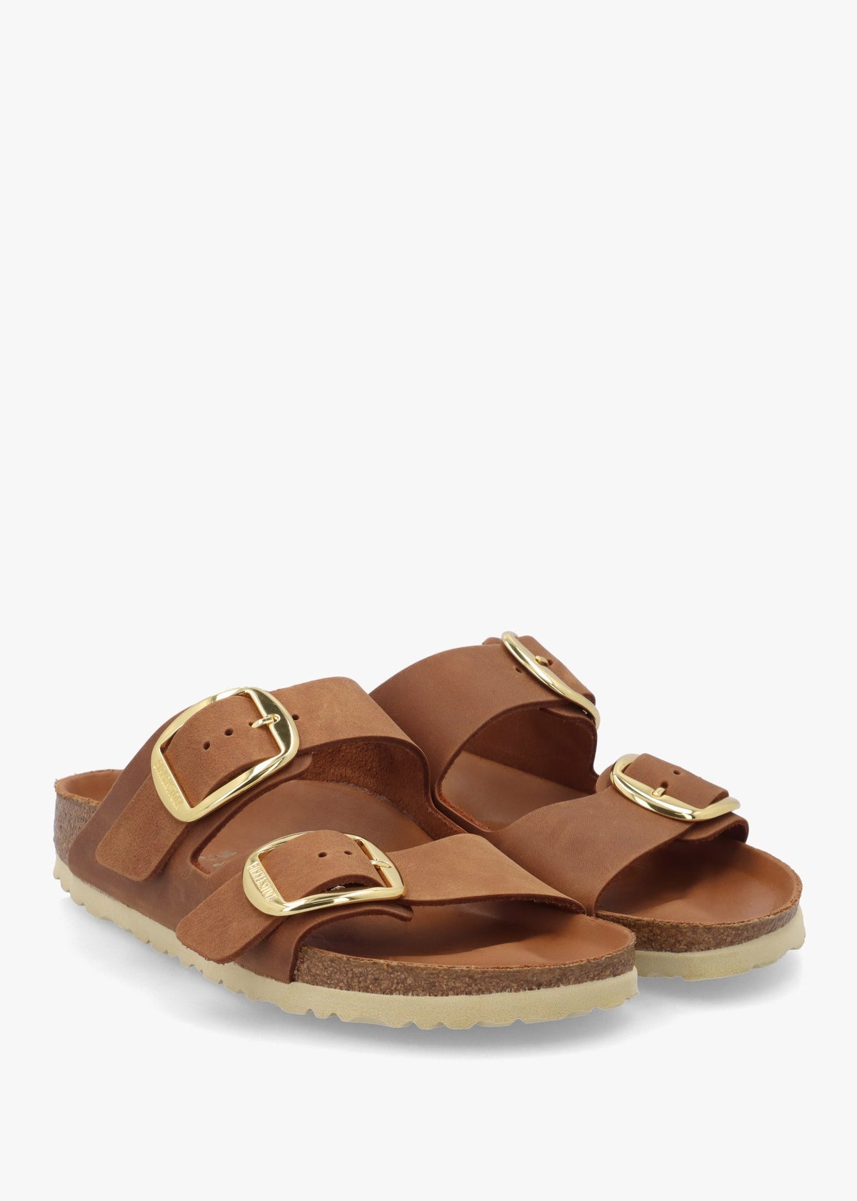 Arizona Big Buckle Tan Leather Two Bar Mules
