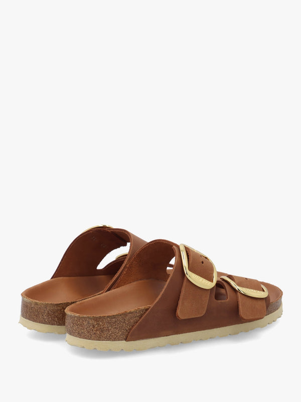 Arizona Big Buckle Tan Leather Two Bar Mules
