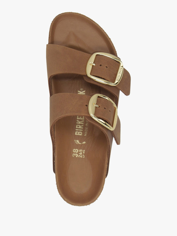 Arizona Big Buckle Tan Leather Two Bar Mules