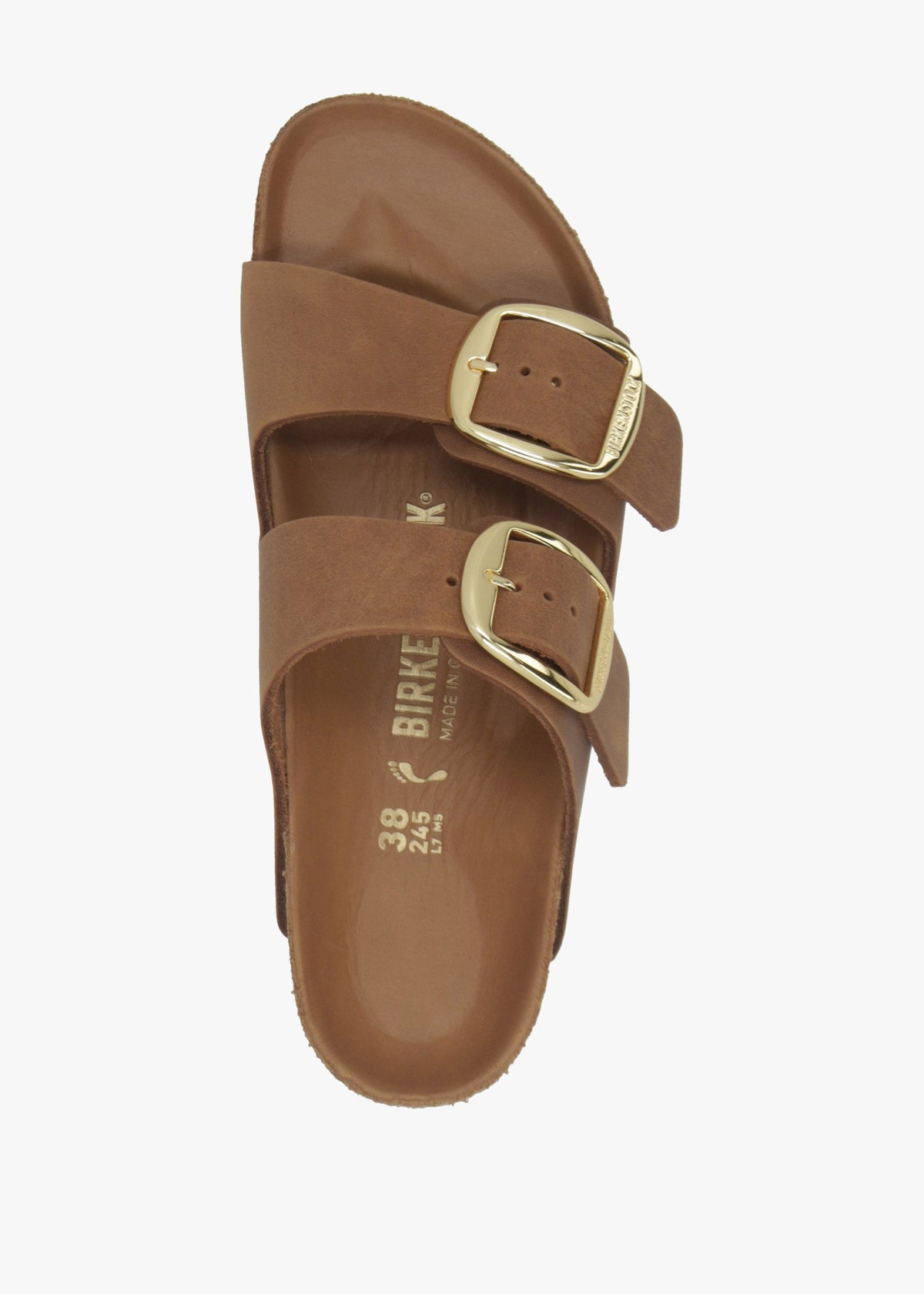 Arizona Big Buckle Tan Leather Two Bar Mules