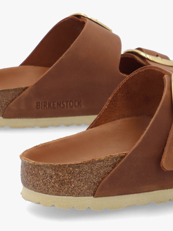 Arizona Big Buckle Tan Leather Two Bar Mules