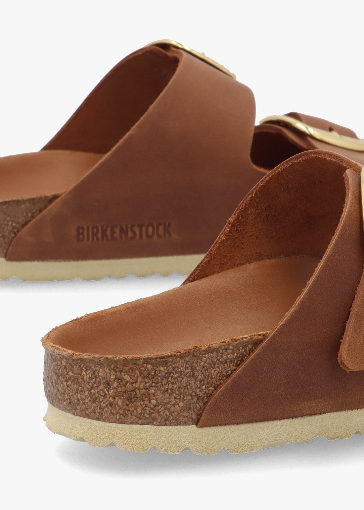 Arizona Big Buckle Tan Leather Two Bar Mules