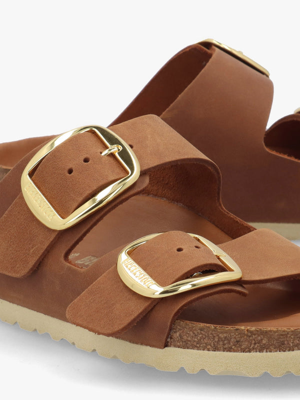 Arizona Big Buckle Tan Leather Two Bar Mules