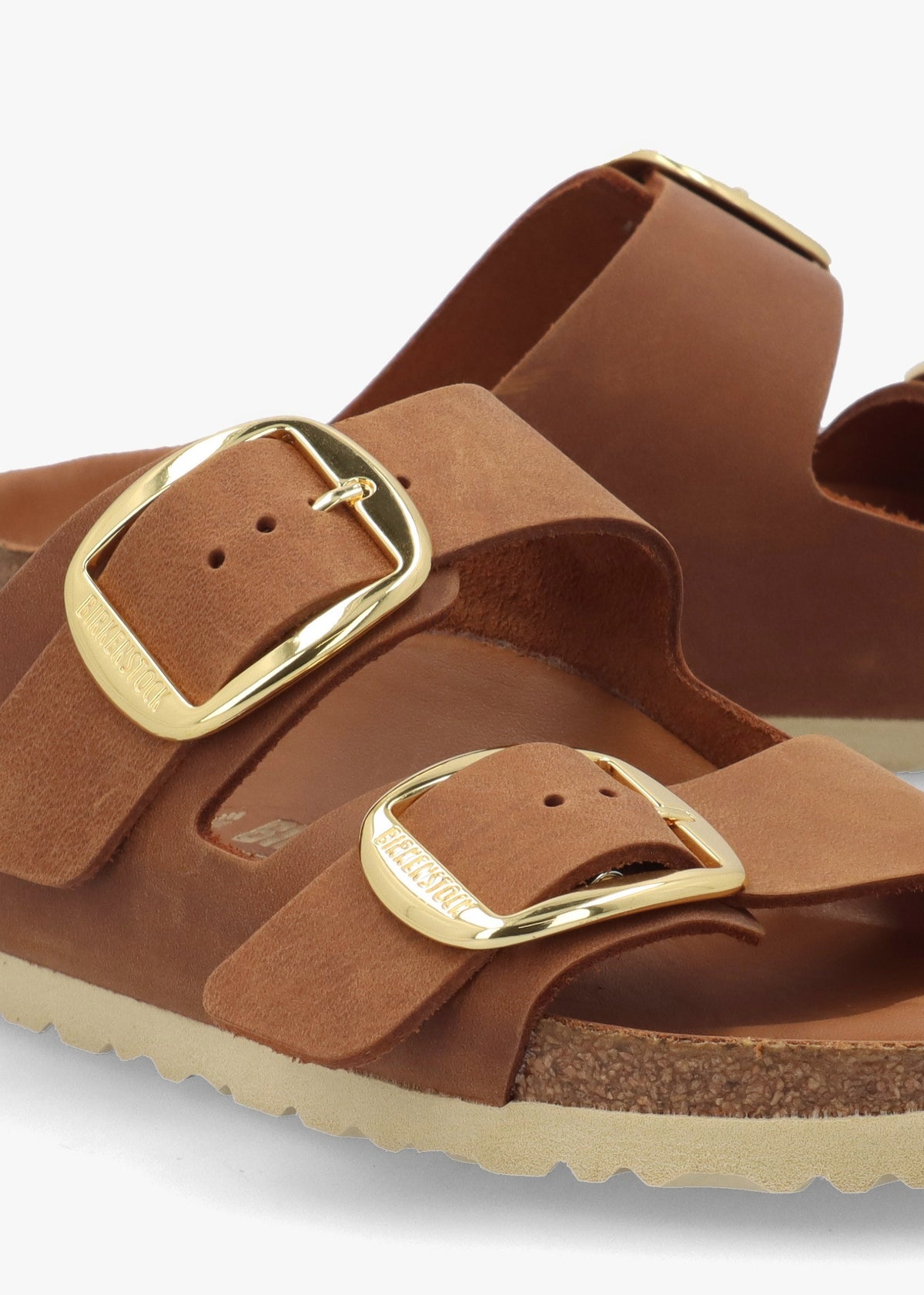 Arizona Big Buckle Tan Leather Two Bar Mules