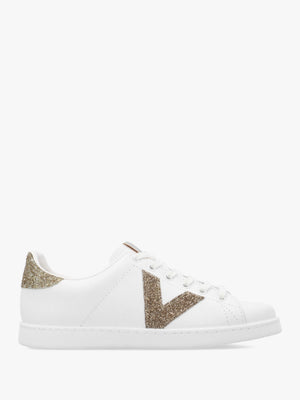 Tennis White Glitter V Trainers