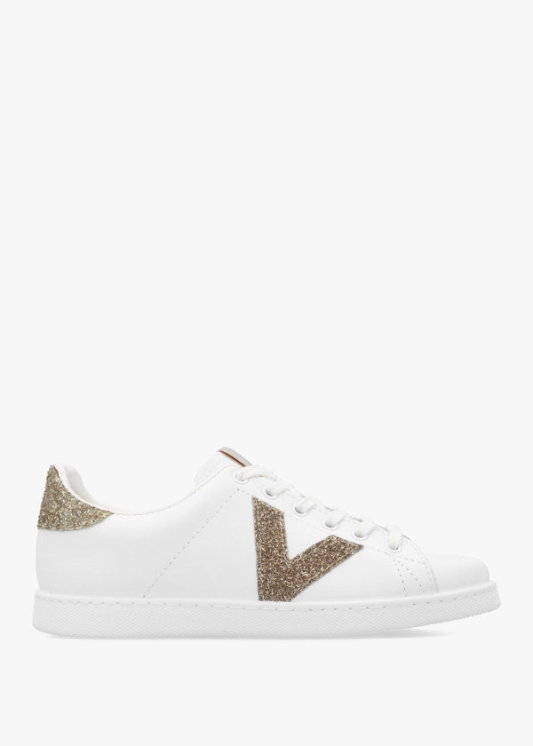 Tennis White Glitter V Trainers