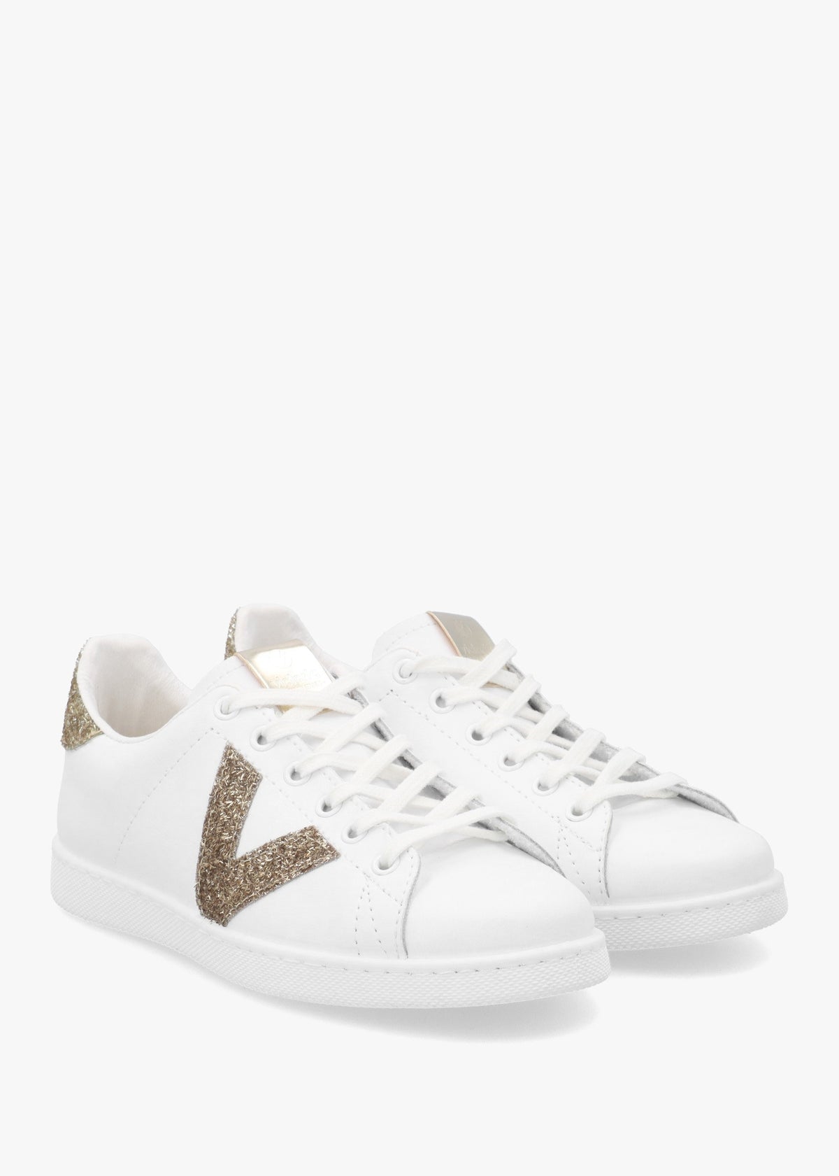 Tennis White Glitter V Trainers