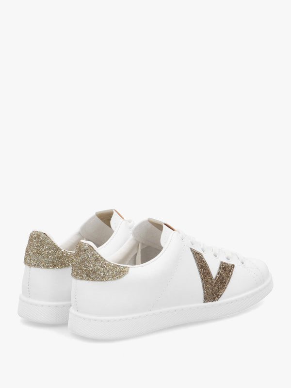 Tennis White Glitter V Trainers