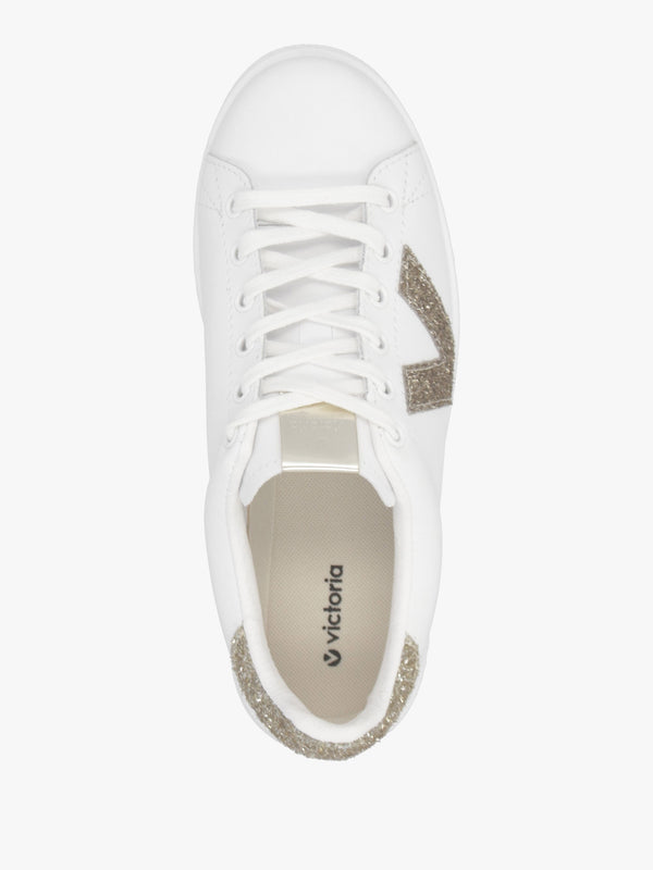 Tennis White Glitter V Trainers