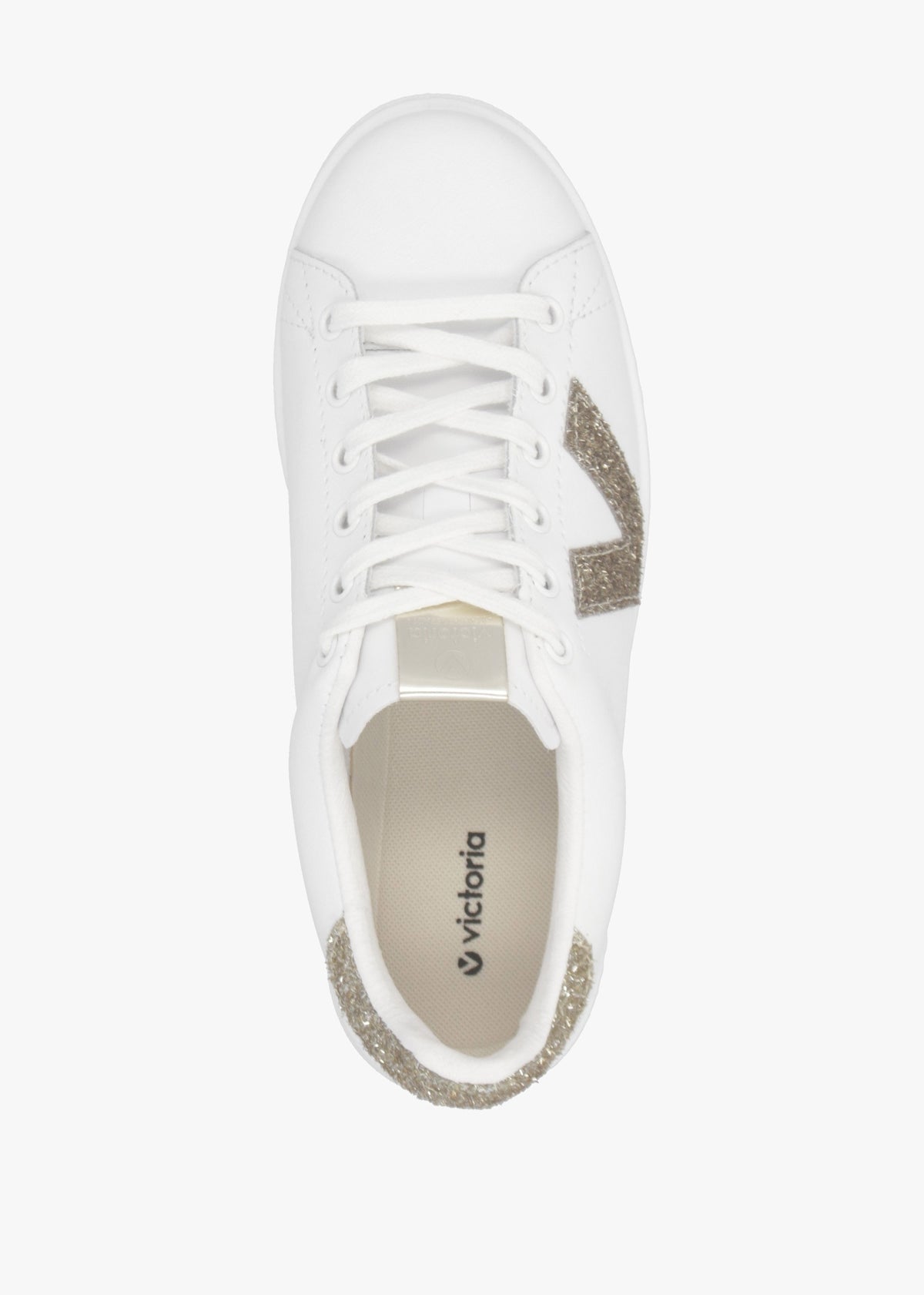 Tennis White Glitter V Trainers