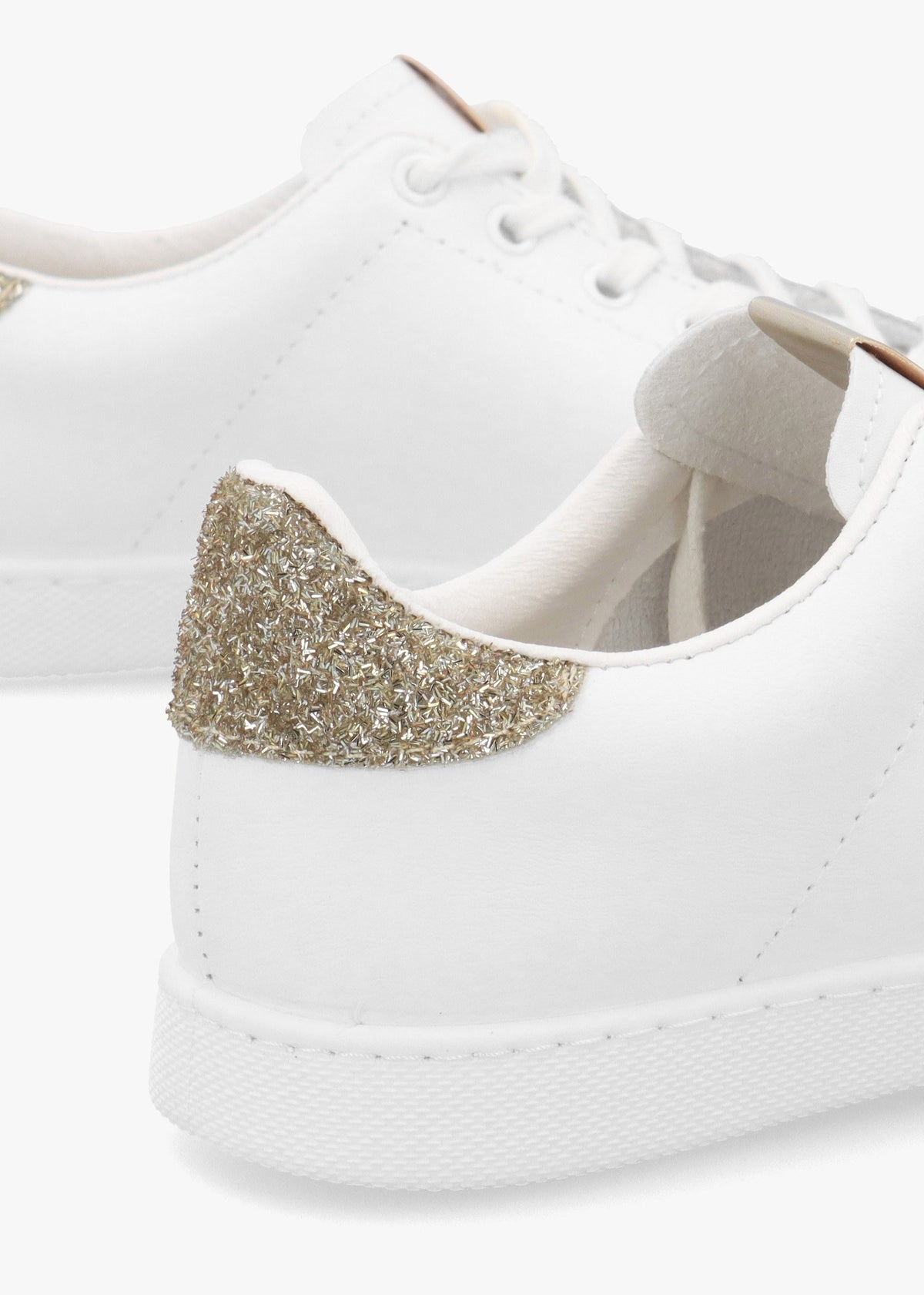 Tennis White Glitter V Trainers