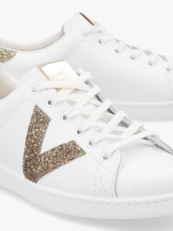 Tennis White Glitter V Trainers