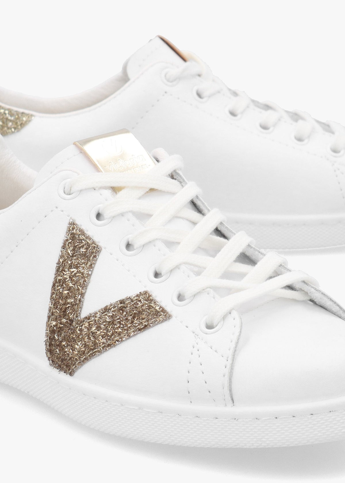 Tennis White Glitter V Trainers