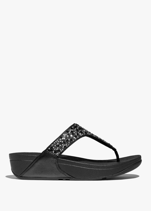 Lulu Crystal Black Toe Post Sandals