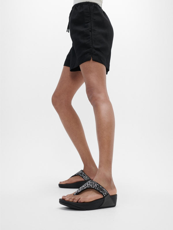Lulu Crystal Black Toe Post Sandals