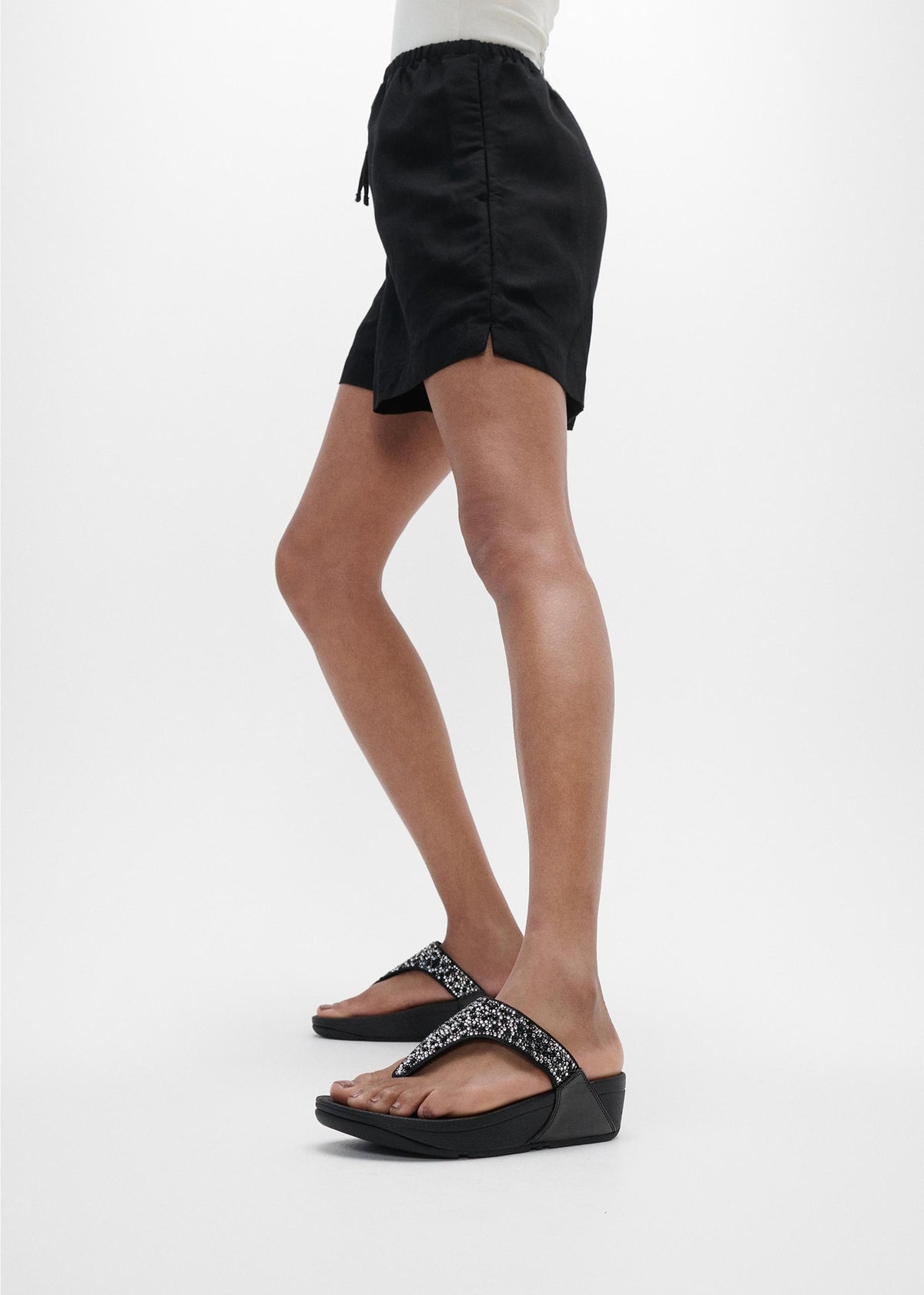 Lulu Crystal Black Toe Post Sandals