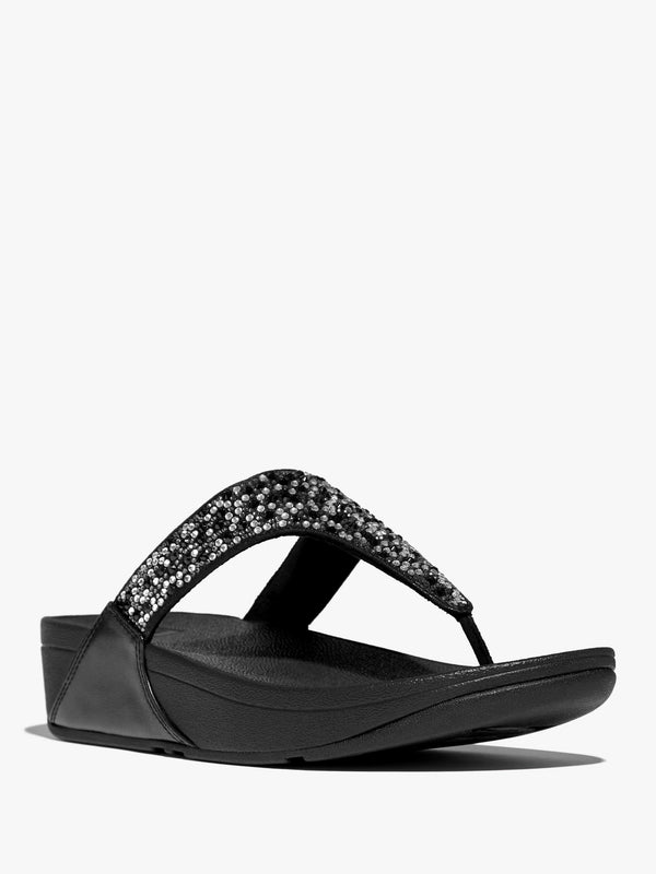 Lulu Crystal Black Toe Post Sandals
