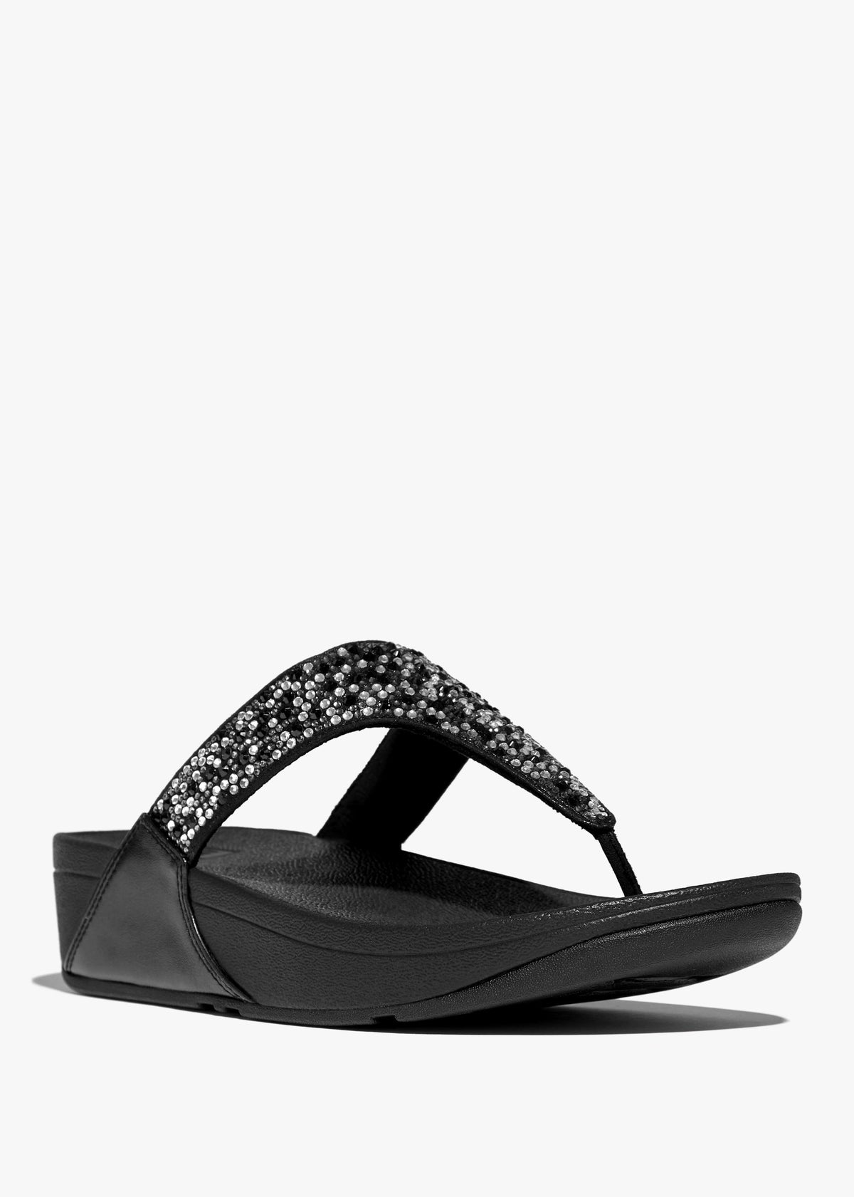 Lulu Crystal Black Toe Post Sandals