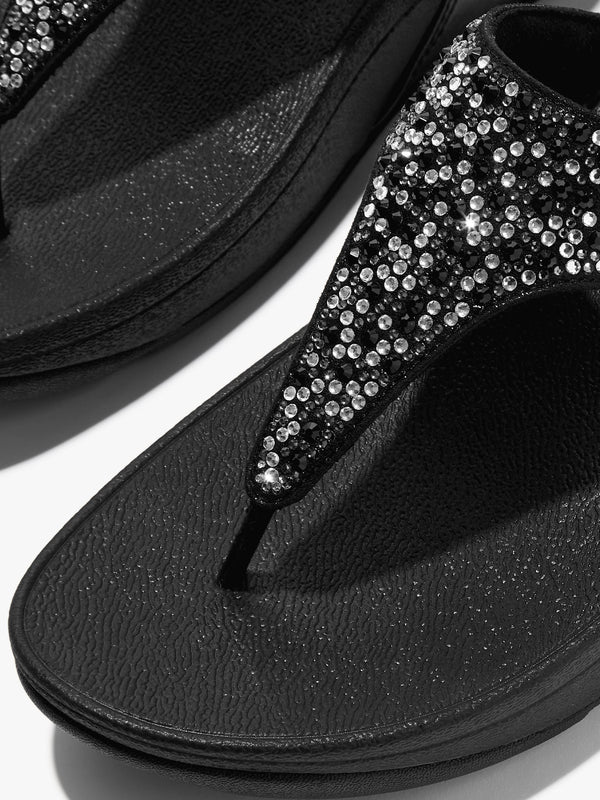 Lulu Crystal Black Toe Post Sandals
