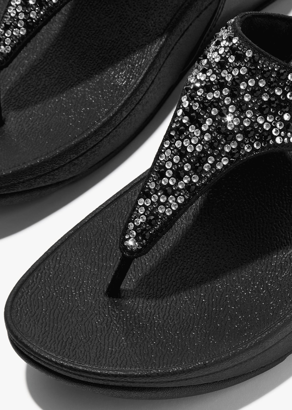 Lulu Crystal Black Toe Post Sandals