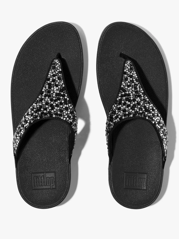 Lulu Crystal Black Toe Post Sandals
