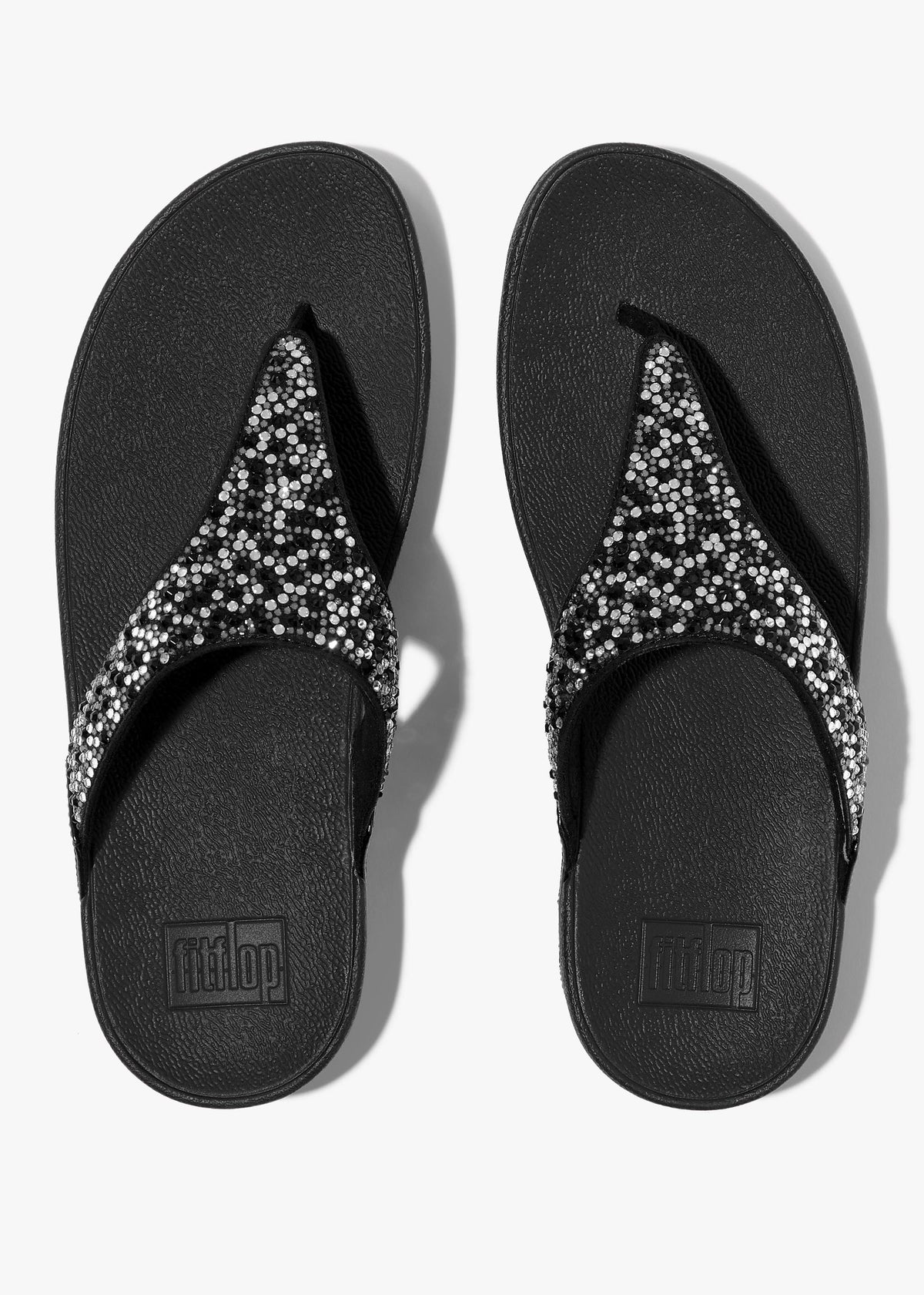 Lulu Crystal Black Toe Post Sandals