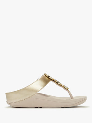 Halo Bead Platino Leather Toe Post Sandals