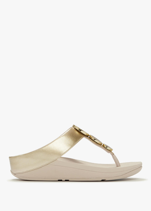 Halo Bead Platino Leather Toe Post Sandals