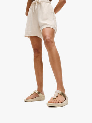 Halo Bead Platino Leather Toe Post Sandals