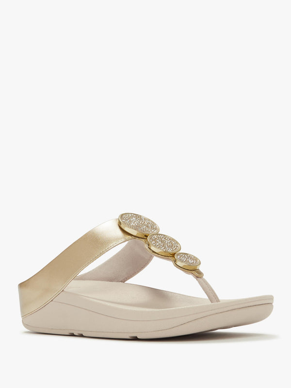Halo Bead Platino Leather Toe Post Sandals