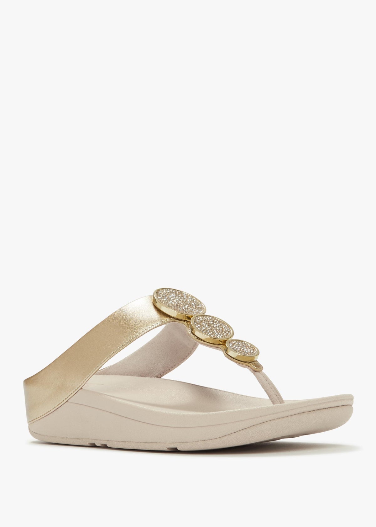 Halo Bead Platino Leather Toe Post Sandals