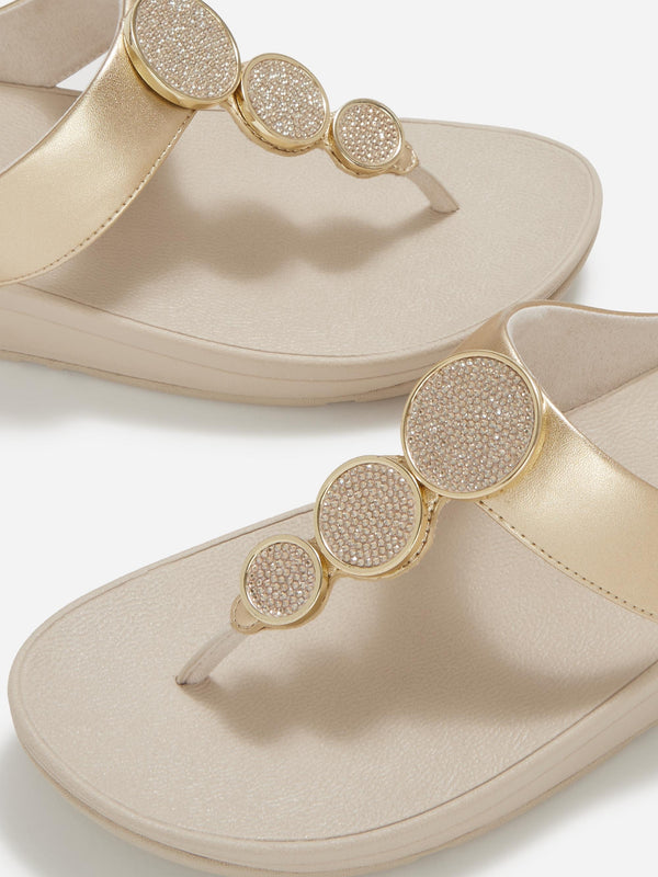 Halo Bead Platino Leather Toe Post Sandals