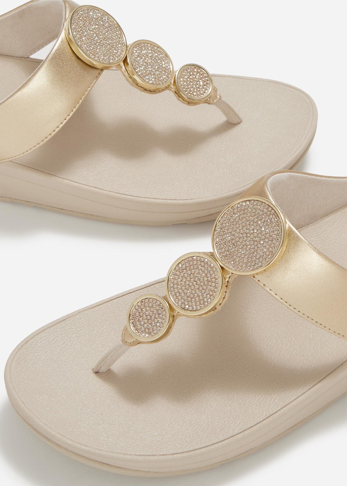 Halo Bead Platino Leather Toe Post Sandals