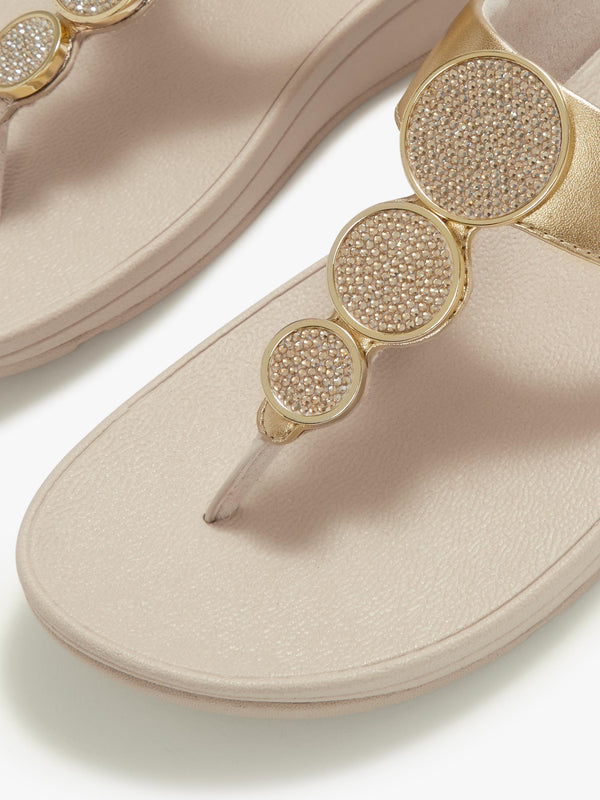 Halo Bead Platino Leather Toe Post Sandals