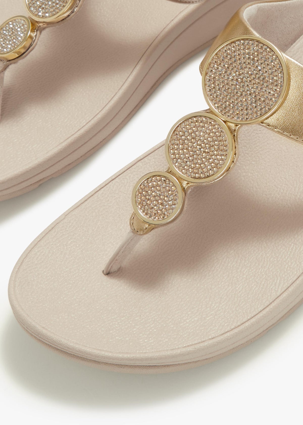 Halo Bead Platino Leather Toe Post Sandals